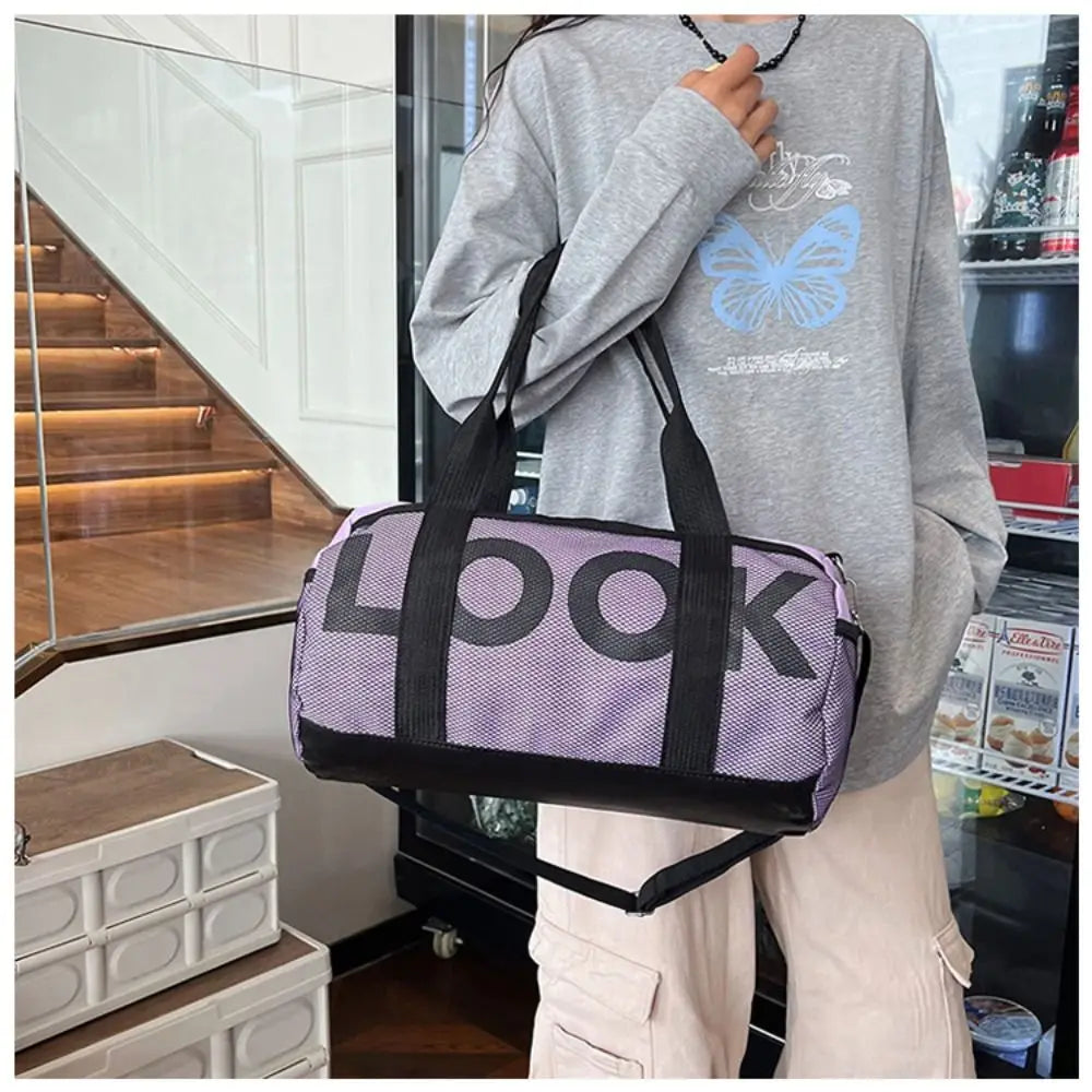 New Letter Printing Beach Shoulder Bag Large Capacity Solid color Travel Luggage Bag Nylon Handbag Fitness Yoga Bag