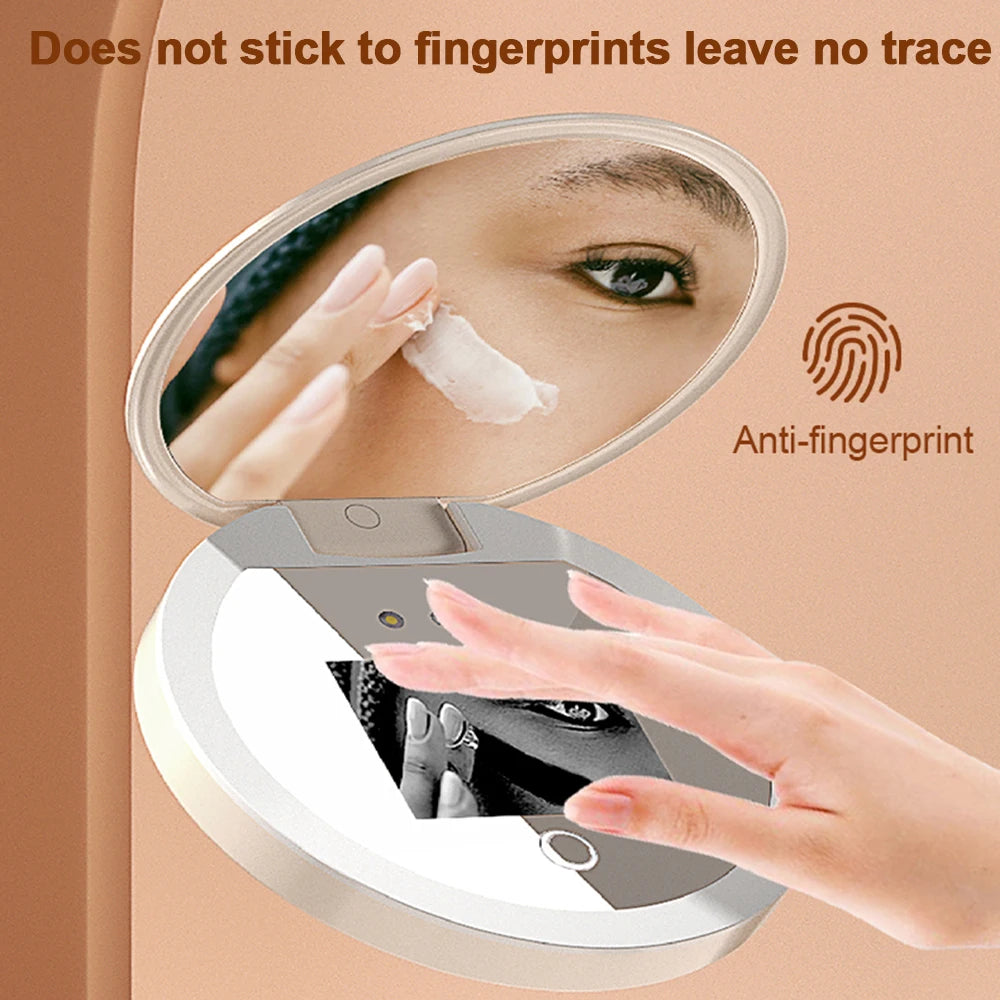 Intelligent UV Resistant Makeup Mirror Portable 2.4-Inch Handheld LED Makeup Mirror Suitable For Travel Sunscreen Makeup Mirrors