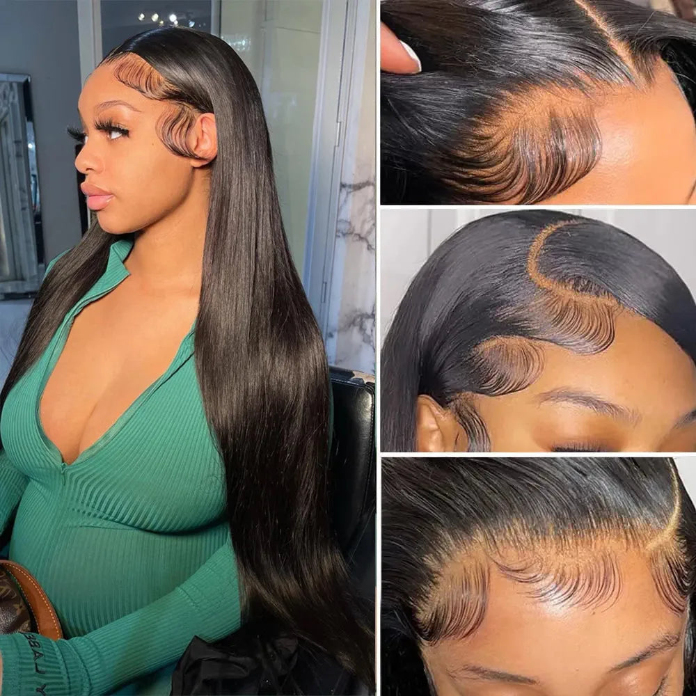 13x4 13x6 HD Transparent Lace Front Human Casslow Hair Wigs For Women Pre Plucked Brazilian 42in Straight 4X4 Lace Closure Wigs