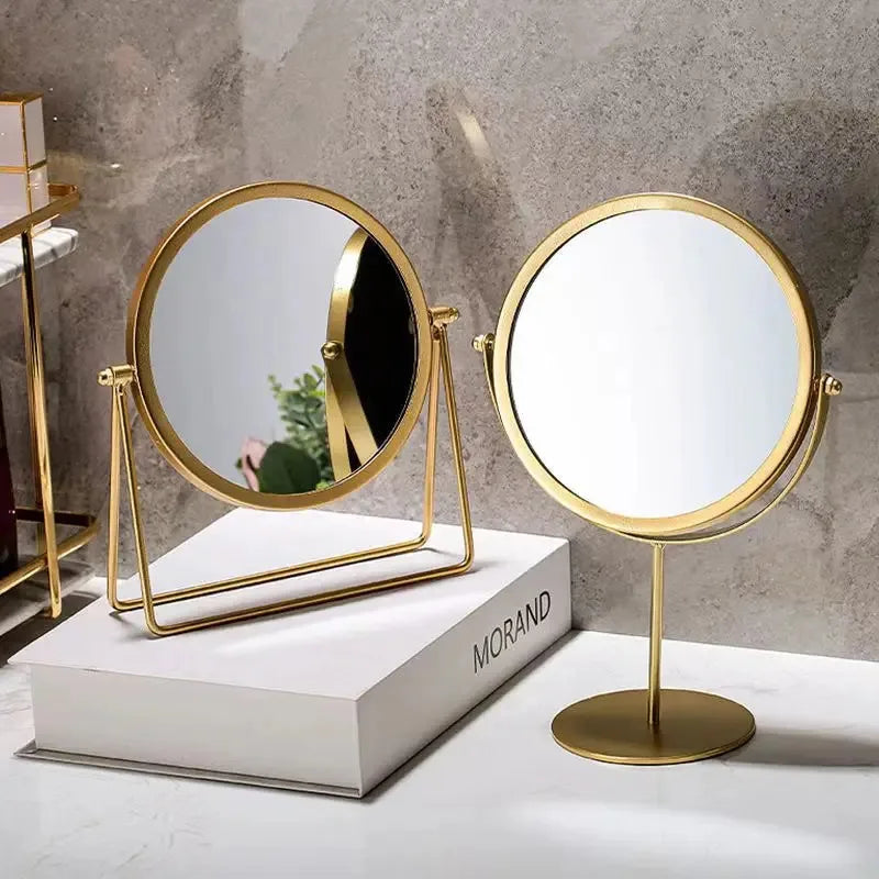 360 Degrees Rotate Iron Desktop Mirror Texture Ladies Makeup Mirror Creative Iron Mirror Strong Sense Of Style