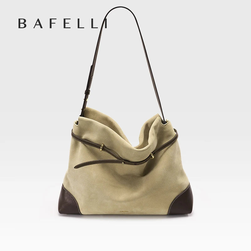 ﻿Genuine Suede Women's Bag Large Capacity Crossbody Underarm Tote for Commuting Multi-functional Hobo Bag