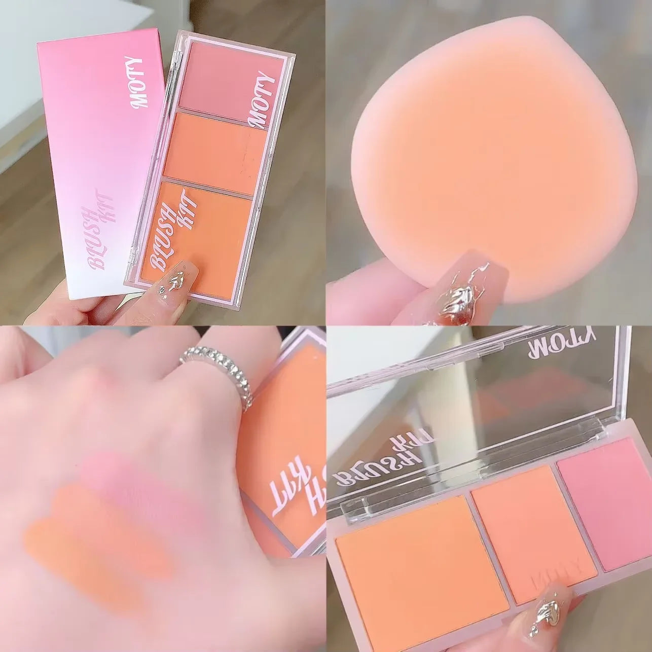 Pink Series 3 Colors Blush Makeup Palette Mashed Potato Texture Matte Cheek Tint Contour Shadow Blusher Cosmetics Rouge Powder