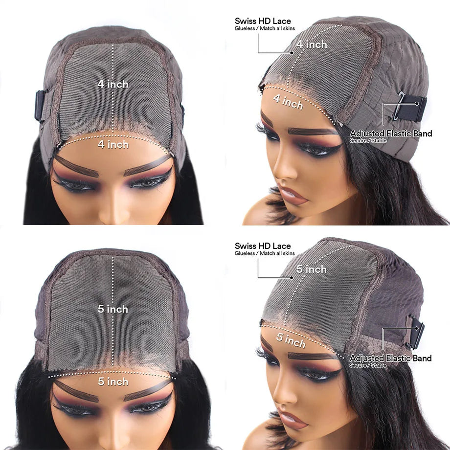 Glueless Wigs Human Hair Ready To Wear Pre Cut 4x4 5x5 Hd Lace Closure Deep Wave Curly Human Hair Wigs Brazilian Water Wave Wig