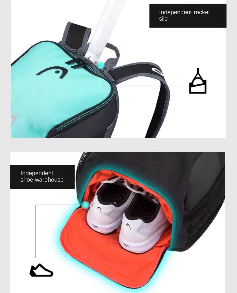HEAD Tennis Backpack Large Capacity Outdoor Sport Bag TOUR TEAM Multifunctional Tenis Padel Racket Bag With Shoe Compartment
