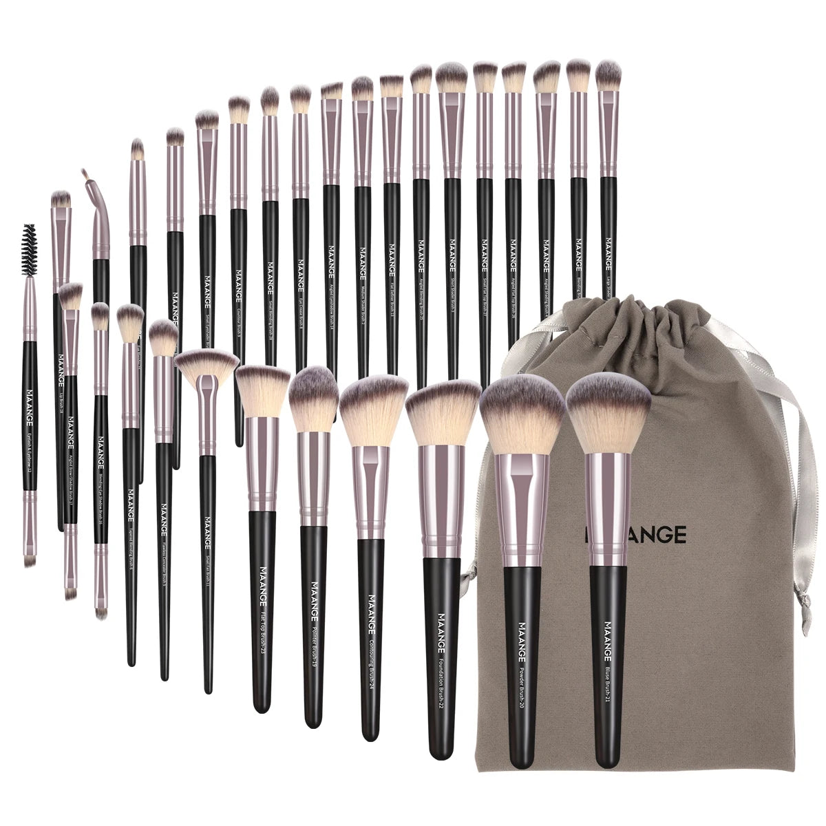 Professional Makeup Brush Set 30pcs Foundation Concealers Eye Shadows Powder Blush Blending Brushes Beauty Tools with Bag Kit
