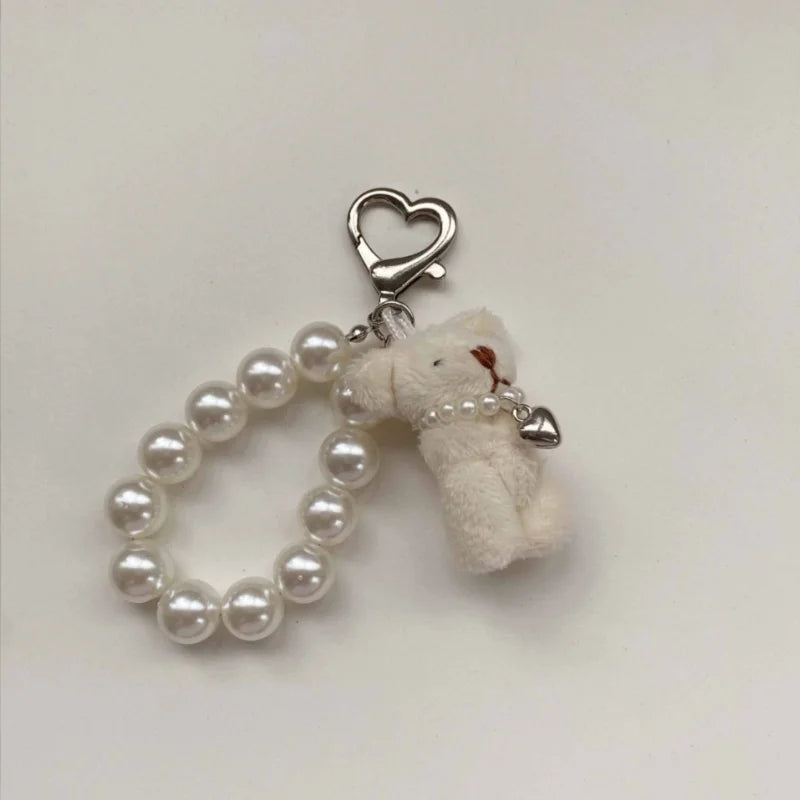 Hot Sale Beautiful 3D Balloon Dog Bag Charms Cute Cherry Purse Trinkets Pearl Phone Charm Keychain Pendant For Bags Accessories