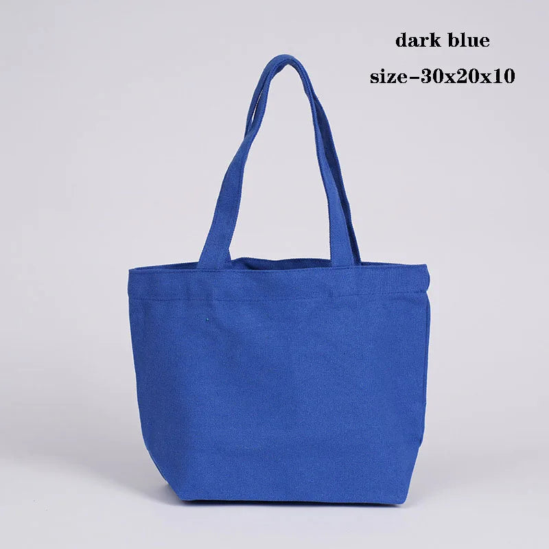 Canvas Cloth Bag Cotton Shopping grocery bags Resuable fabric shoulder bag Folding Tote Portable Handbags School Pen Storage Bag
