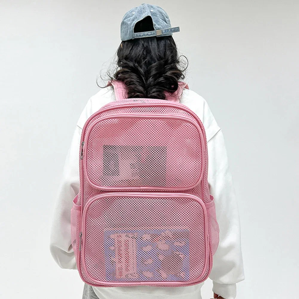 Large Mesh Backpack See Through Mesh Backpack with Comfort Straps Large Capacity School Bag Heavy Duty for Outdoor Sports