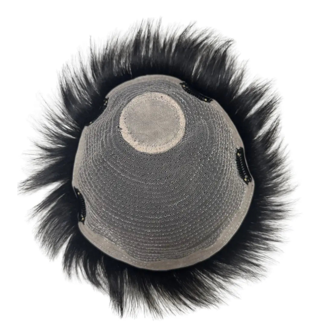 Man Toupee with 4 Clips on Short Real Human Hair Replacement System Prosthetic Men's Wig Male Pieces For Men Baldness