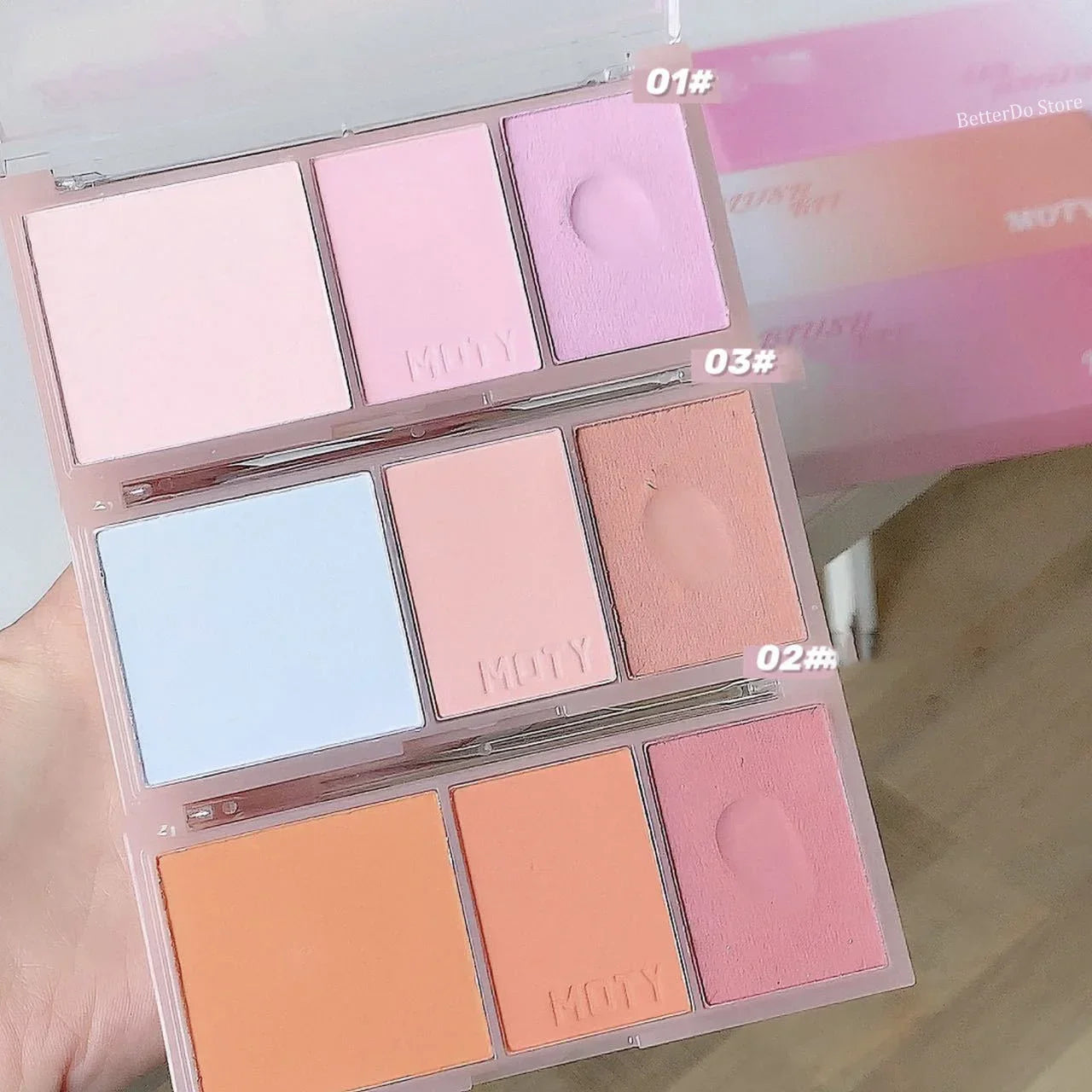 Pink Series 3 Colors Blush Makeup Palette Mashed Potato Texture Matte Cheek Tint Contour Shadow Blusher Cosmetics Rouge Powder