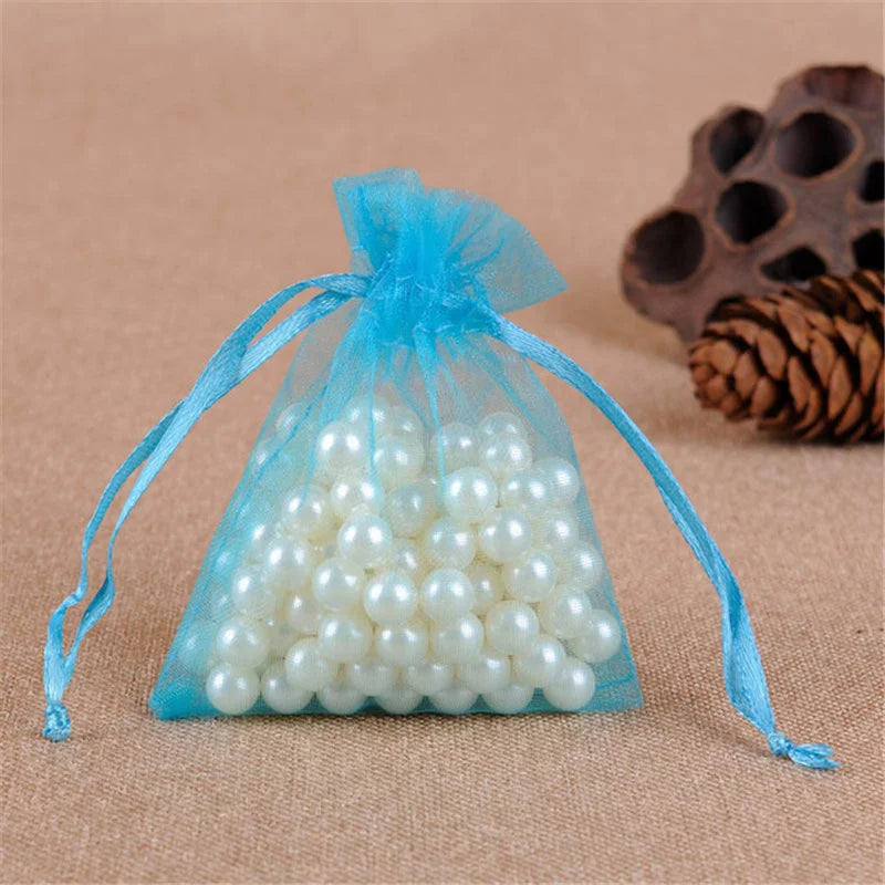 50pcs Organza Wedding Gift Jewelry Bag Packaging Net Organza Pochette Cadeau Organza Bags Bolsa Organza Gift Pouches 50%