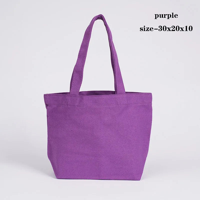 Canvas Cloth Bag Cotton Shopping grocery bags Resuable fabric shoulder bag Folding Tote Portable Handbags School Pen Storage Bag
