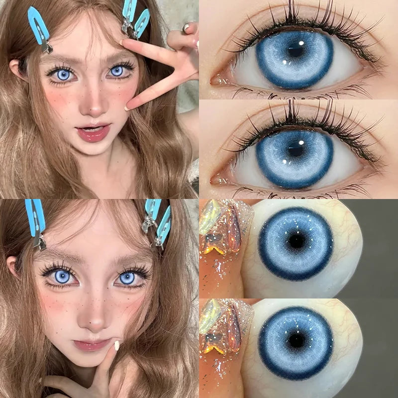 YIMEIXI 2 Pcs Cosplay Gold Colored Contacts Lenses with Degree Halloween Lenses Anime Purple Lenses Big Eyes Soft Makeup Pupils