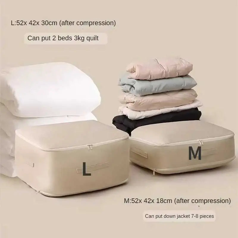 Large Compression Bag Quilt Clothes Closet Cabinet Organizer Storagepouch Ultra Space Saving Self Compression Organizer