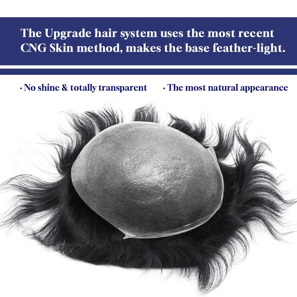 0.03mm Clearance Super Thin Skin Toupee V Loop  Men Toupee Capillary Prothesis Hair Piece For Men Hair Replacement System