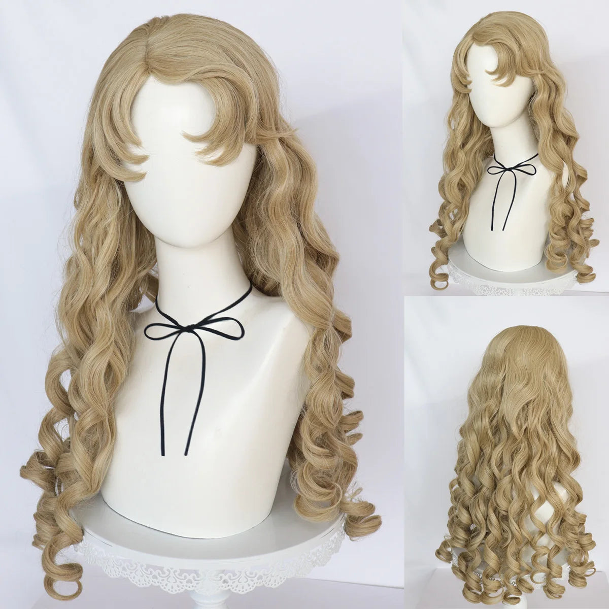Synthetic 26inch Princess Curly Wavy Long Brown Sleeping Beauty Aurora Cosplay Wig for Halloween Christmas School Thanksgiving