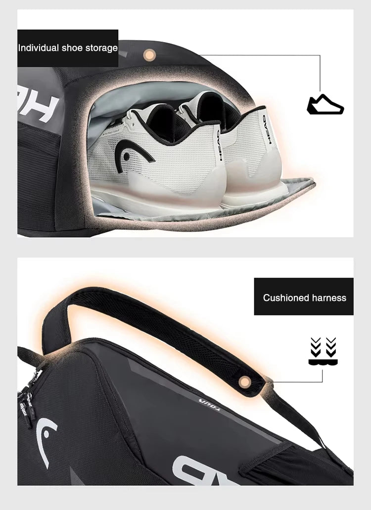 HEAD Tennis Backpack Tour Team Large Capacity Outdoor Sport Bag Multifunctional Tenis Padel Racket Bag With Shoe Compartment