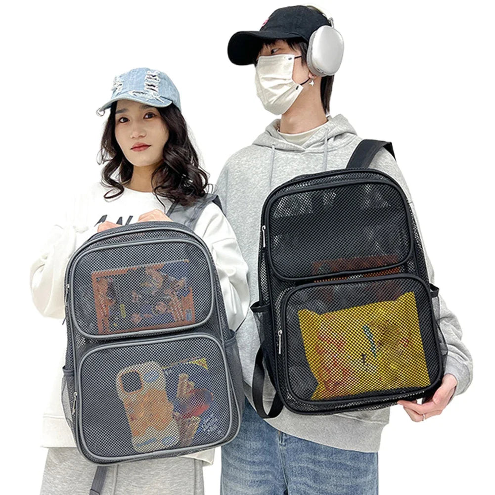 Large Mesh Backpack See Through Mesh Backpack with Comfort Straps Large Capacity School Bag Heavy Duty for Outdoor Sports
