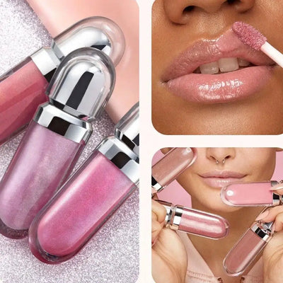 3D Lip Gloss Double Headed Transparent Lip Color Mirror Water Effect Milk Tea Bean Paste Sexy Lip Glaze Cosmetics Makeup