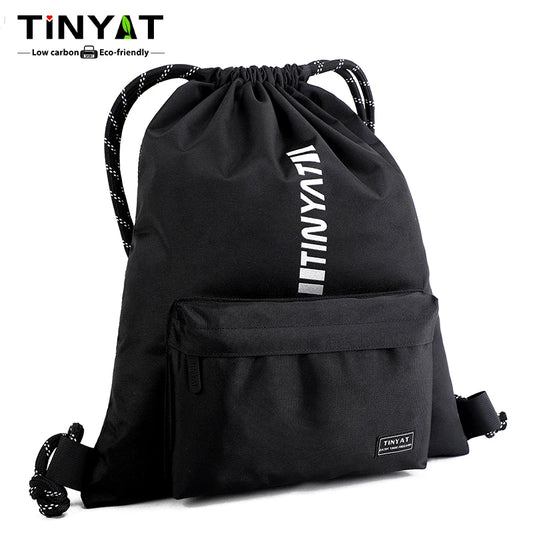 TINYAT Large Capacity Waterproof Drawstring Backpack for Men and Women, Lightweight Polyester Travel and Fitness Sports Bag