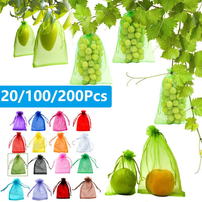 20-100PCS Vegetable Grapes Fruit Grow Bags Fruit Protection Bags Garden Anti-Bird Netting Mesh Bag Strawberry Bags Garden Tools