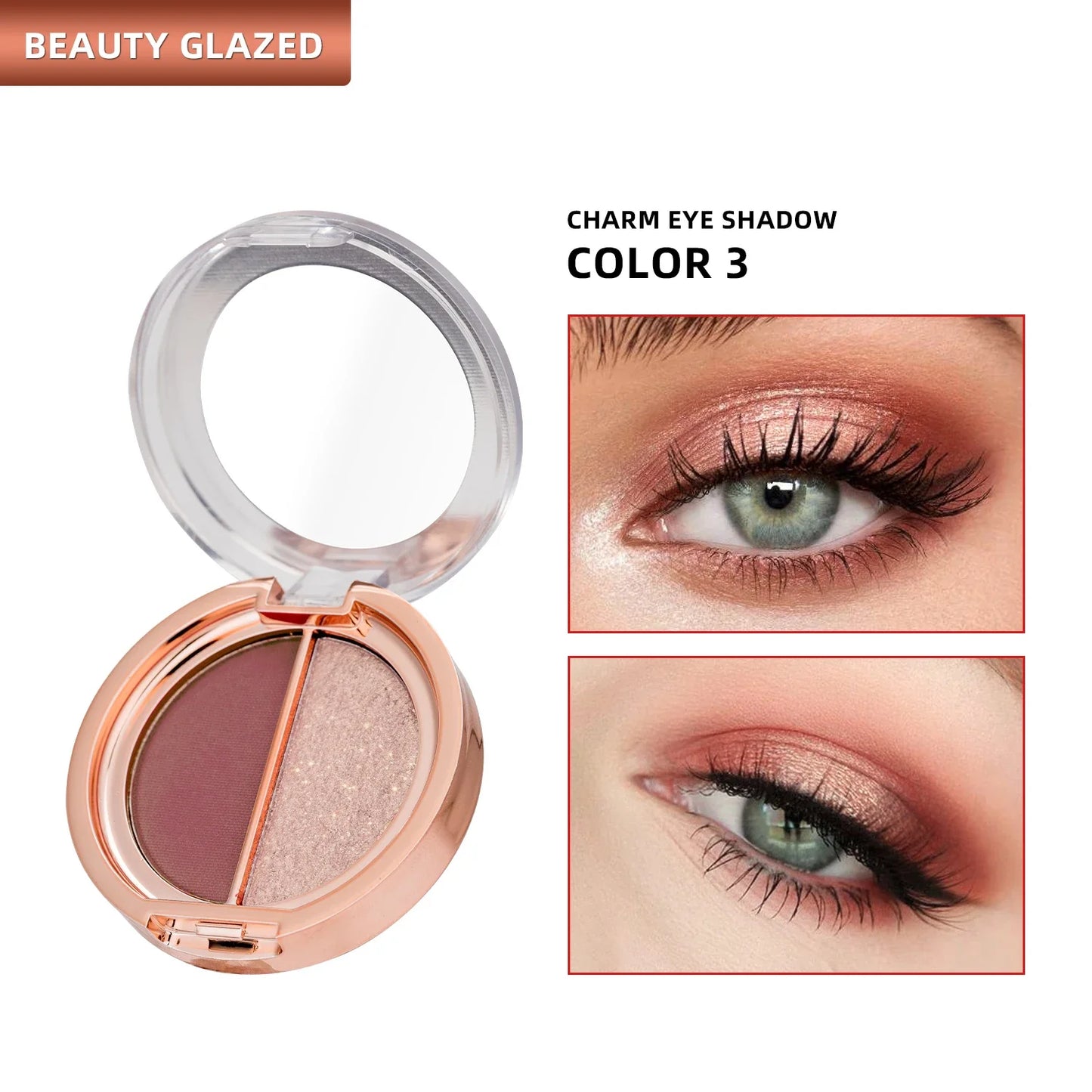 BEAUTY GLAZED 2 IN 1 Eye Shadow Palette Matte Glitter Eyeshadow Neon Nude Red Piow Pigments Shadow Professional Makeup Palette
