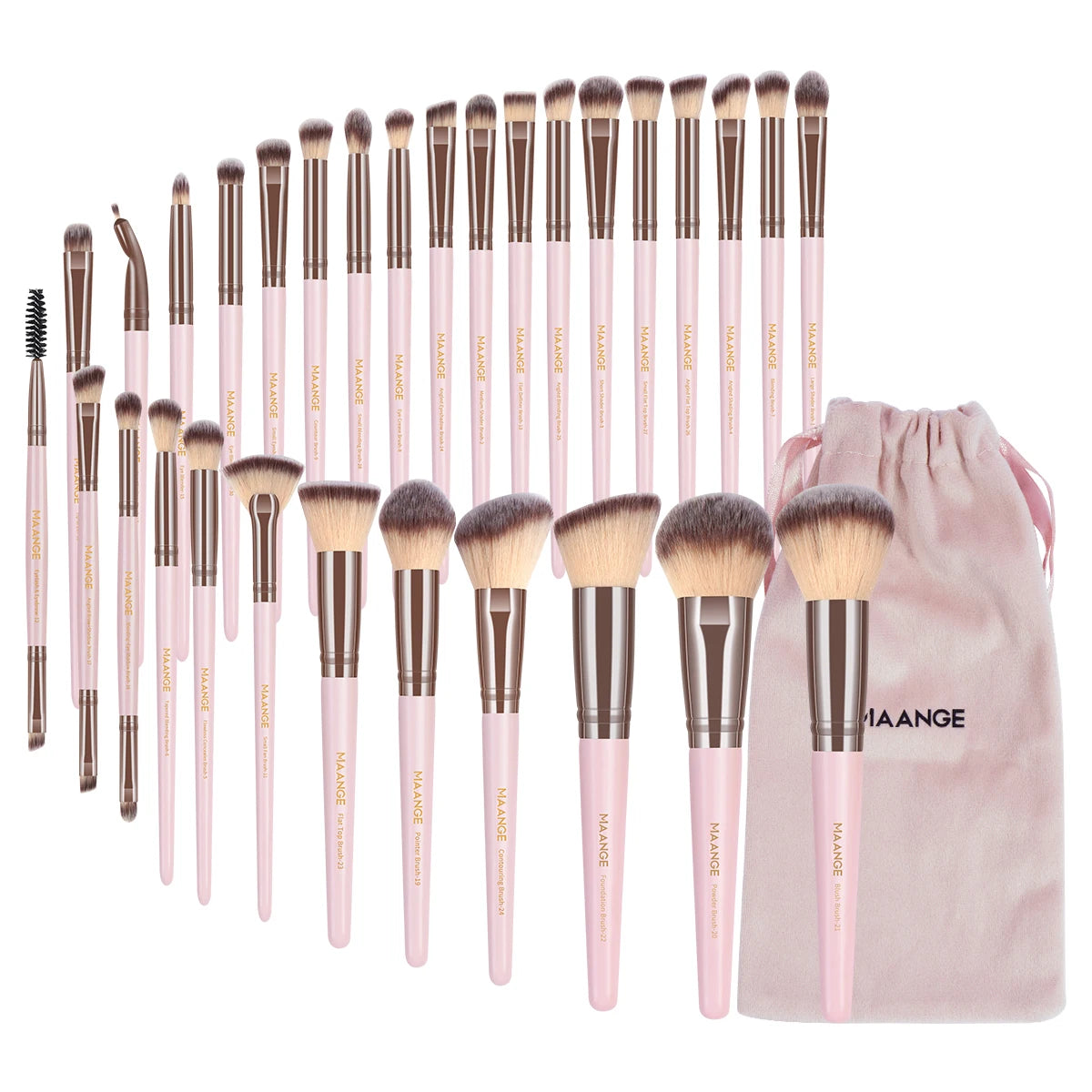 Professional Makeup Brush Set 30pcs Foundation Concealers Eye Shadows Powder Blush Blending Brushes Beauty Tools with Bag Kit
