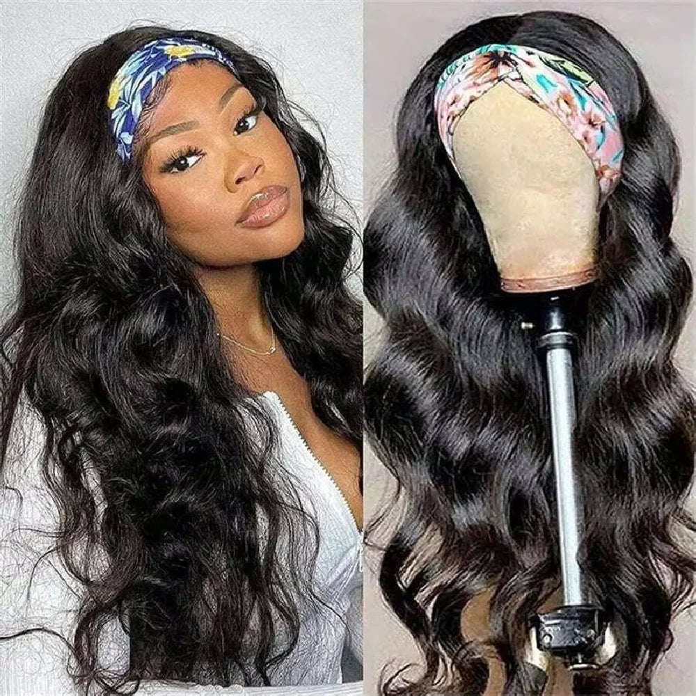 8 40 inches Body Wave Headband Wig Human Hair Bone Human Hair Wigs Full Machine Made Easy to Go 200% Density Human Hair Wigs