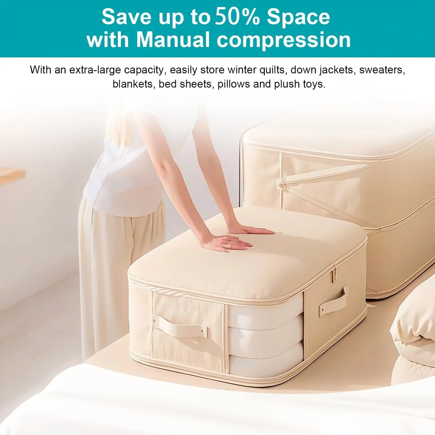 Self Compression Comforter Storage Bag Ultra Space Saving Compression Large Capacity Storage Bags for Bedding Duvet Down Jacket