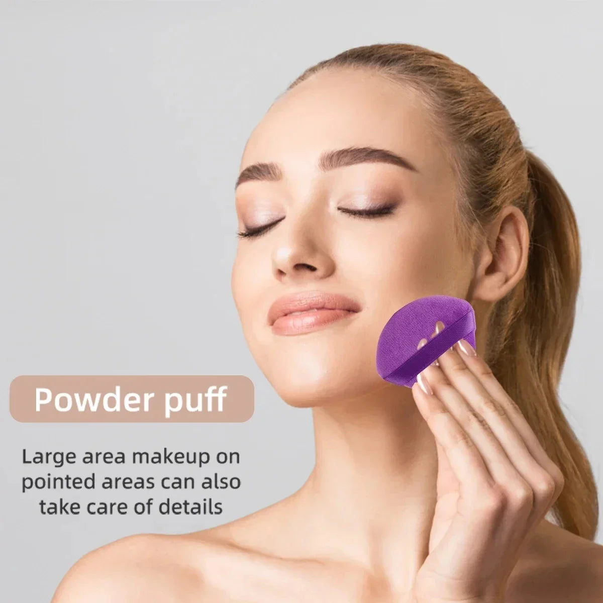 20pcs Purple Makeup Tools Kit Makeup Sponge Finger Puff Air Cushion Headband Wristband Makeup Remover Puff Holiday Gift