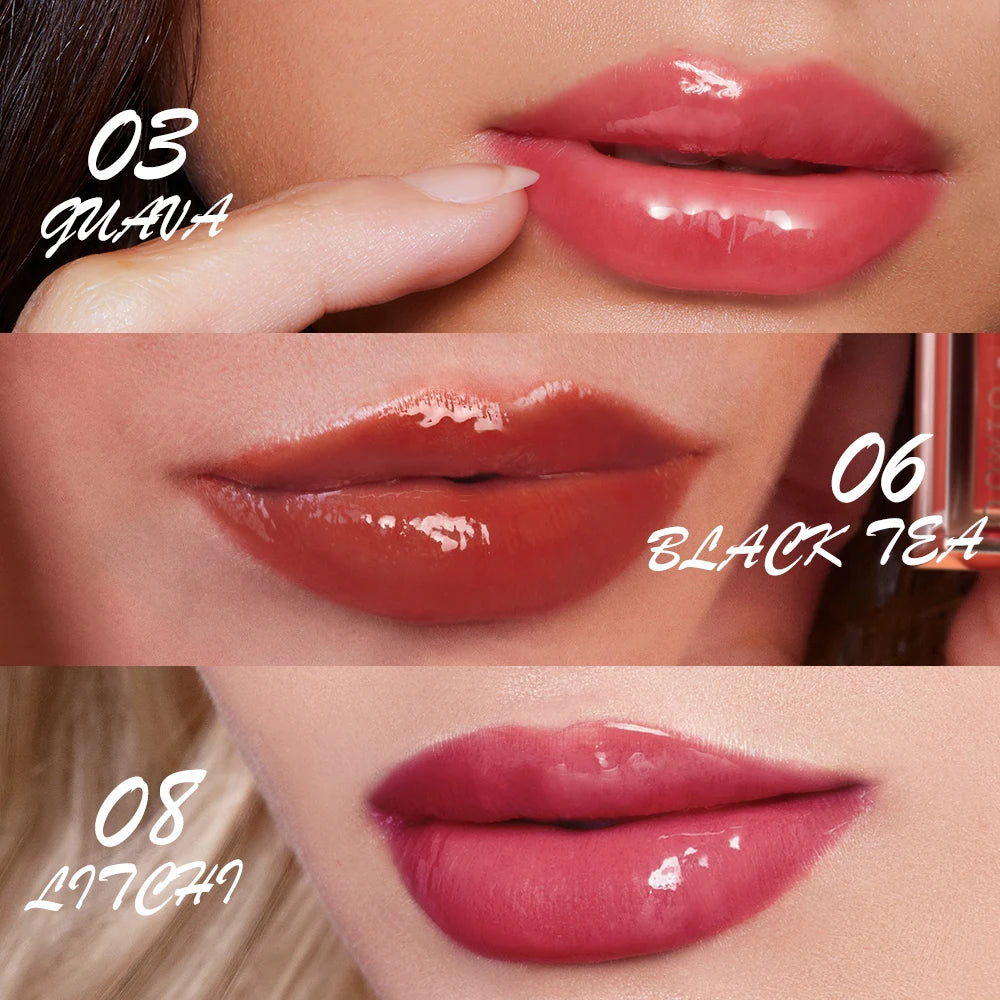 O.TWO.O Lip Gloss Lip Tint Glow Lightweight Hydrating Moisturizing Non-Sticky Long Lasting Plump Red High-shine Lip Glaze Makeup