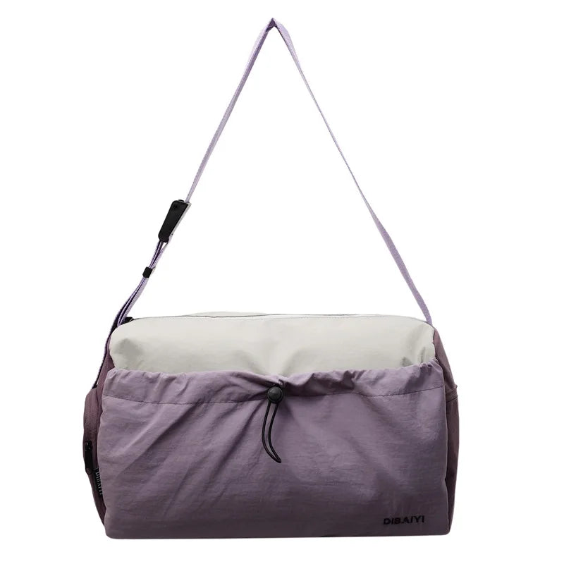 Outdoor Travel Bag, Large Capacity Color Blocked Luxury Crossbody Bag, Drawstring Trendy Yoga and Fitness Bags with Shoe Bag