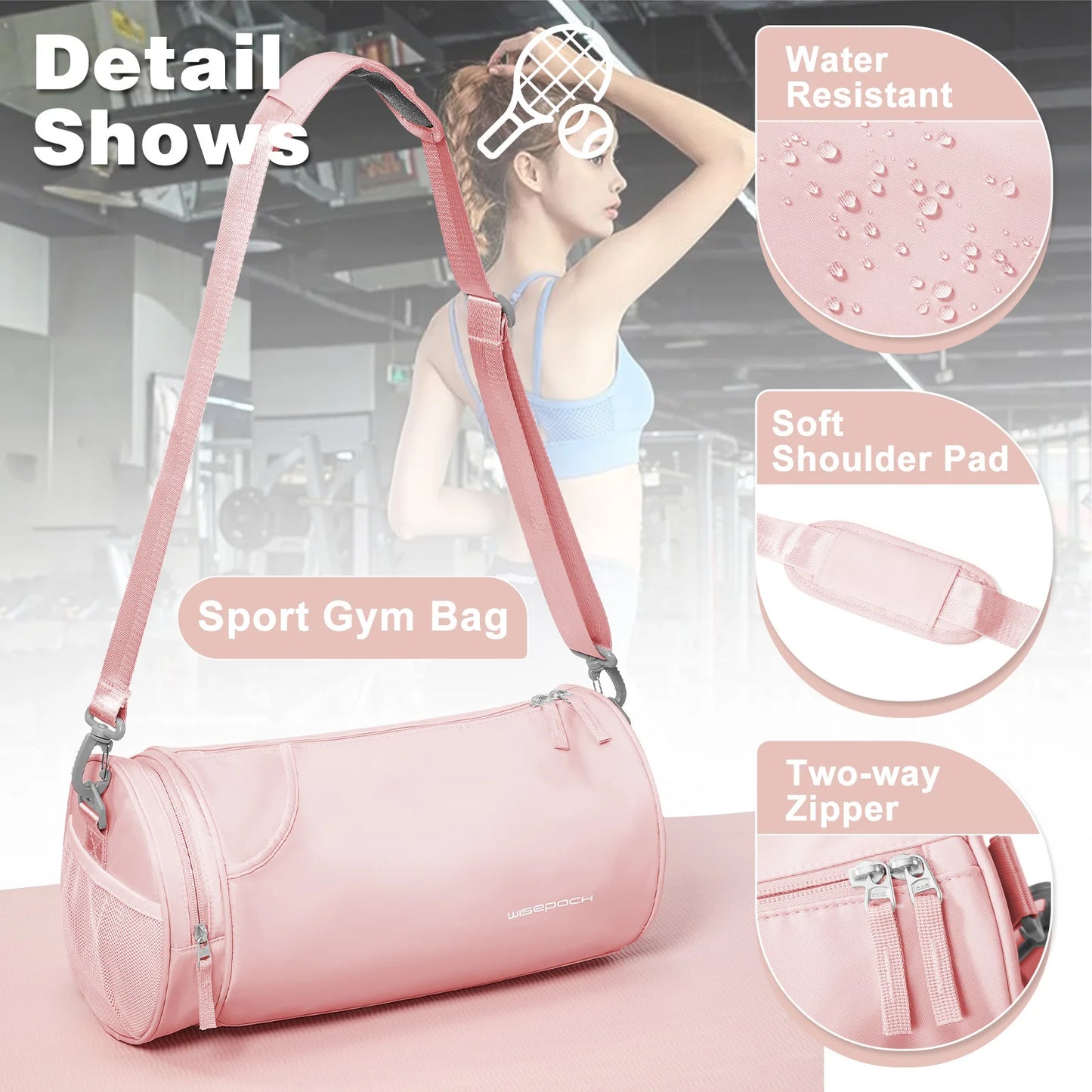 Women Men Gym Bag Sports Bag - Gym Bag with Wet Compartments for Travel, Sportsman Training Gym Bag,Travel Duffle Bag, Pool Bag