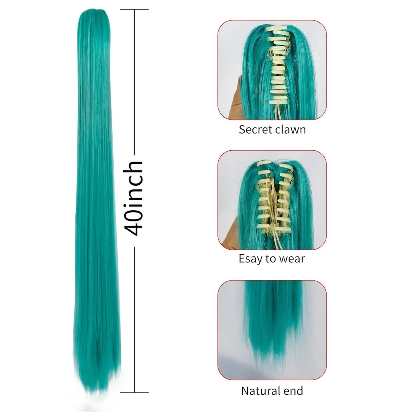 Green Split Super Long Anime Wig with Double Ponytail Synthetic Hair for Cosplay Daily Travel Parties Gatherings Role Play