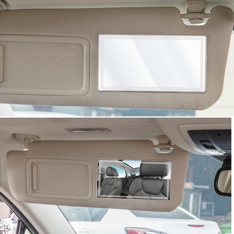 Sunshade, Rearview Mirror, Makeup Mirror, High-definition Universal Rearview Mirror - Stainless Steel Adhesive Transparent Glass