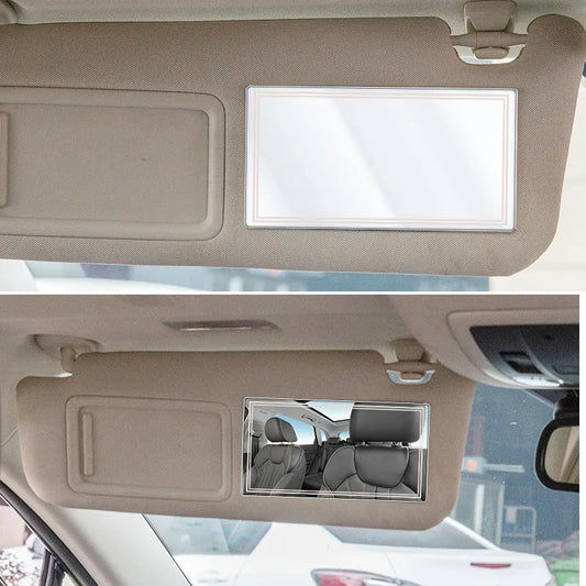 Sunshade, Rearview Mirror, Makeup Mirror, High-definition Universal Rearview Mirror - Stainless Steel Adhesive Transparent Glass