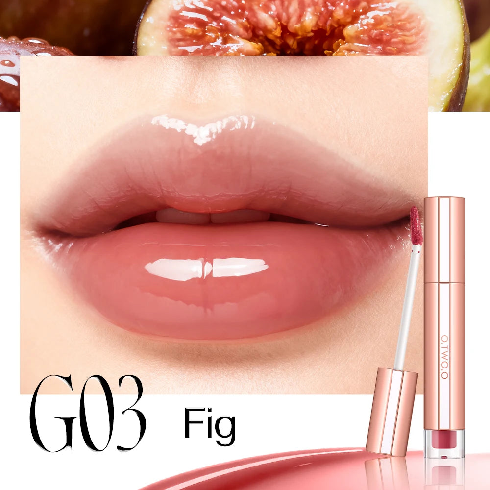 O.TWO.O Liquid Lip Gloss Lipstick Glossy Finish High-Shine Long Lasting Moisturize Non-Stick Glassy Lips Glossy Lip Stain Makeup
