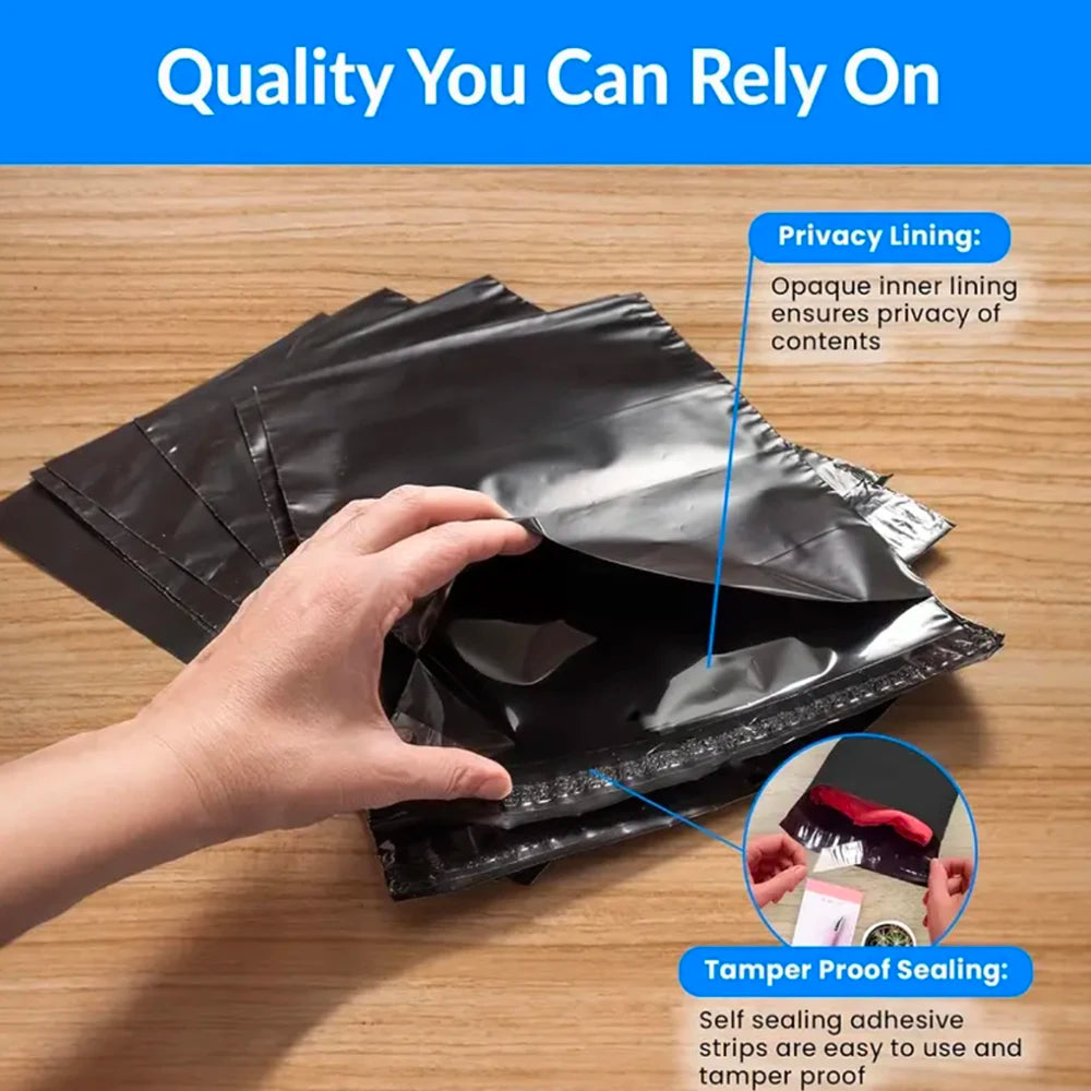 50Pcs Shipping Envelope Bags Plastic Express Envelope Storage Bags Black Color Mailing Bags Self Adhesive Seal Courier Bag