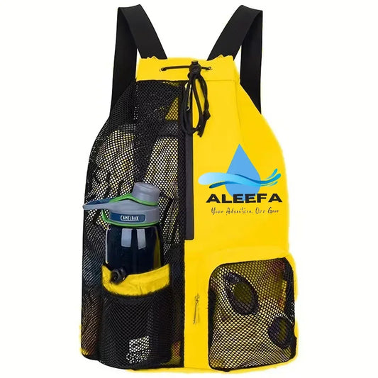45L Swim Mesh Backpack with Wet Pocket - Leakproof Zip, Fast Dry Ideal for Swimming/Beach/Camping/Gym, Separate Dry&Wet