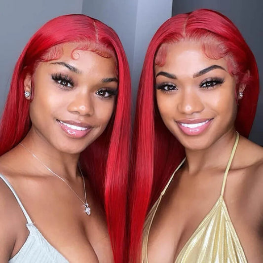 Hot Red 13x6 Hd Lace Frontal Human Hair Wigs Preplucked Burgundy Colored Wigs Human Hair Brazilian 13x4 Lace Front Red Wig