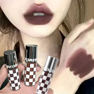 6 Colors Matte Lipstick Punk Dark Red Lip Gloss Lasting Waterproof Dark Smoky Purple Lipstick Natural Chocolates Lip Tint Makeup