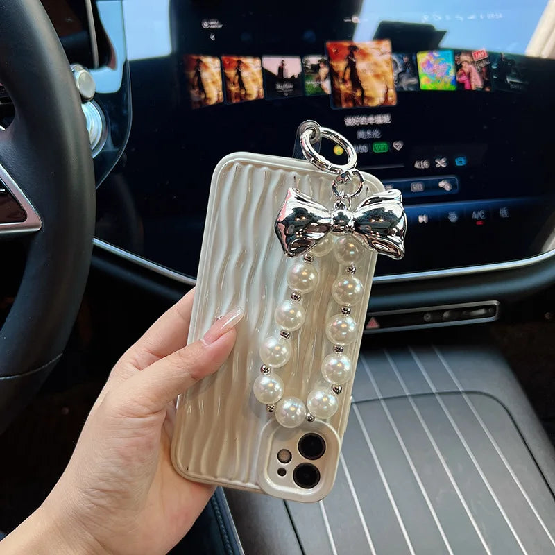 Hot Sale Beautiful 3D Balloon Dog Bag Charms Cute Cherry Purse Trinkets Pearl Phone Charm Keychain Pendant For Bags Accessories