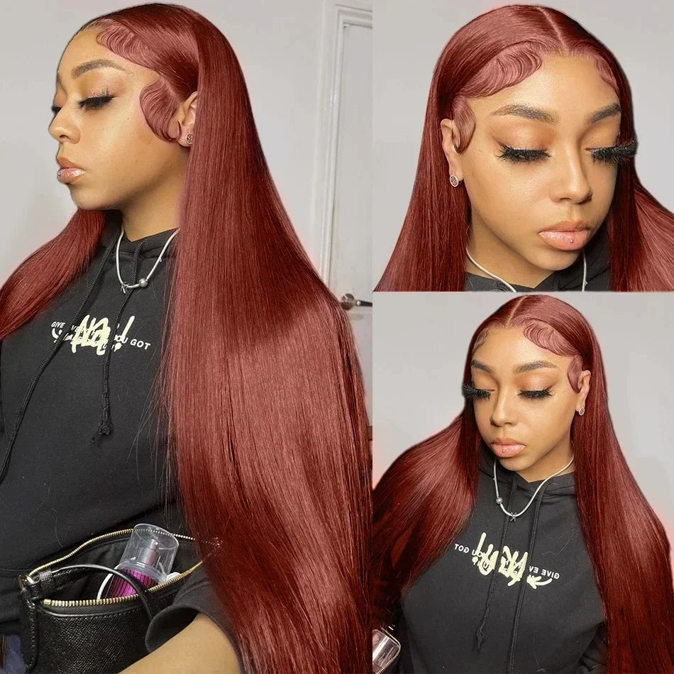 Reddish Brown 13x6 HD Lace Frontal Wig Brazilian Straight Human Hair Wig 30 40 Inch Colored 100% Human Wigs 4x4 5x5 Closure Wig