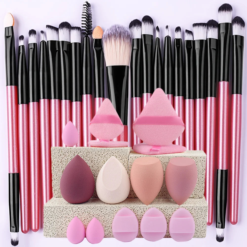 8/22/34Pcs Makeup Brush Set Portable Soft Eyeshadow Brushes Powder Foundation Brush Multipurpose Blending Cosmetic Beauty Tool