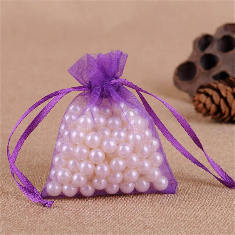 50pcs Organza Wedding Gift Jewelry Bag Packaging Net Organza Pochette Cadeau Organza Bags Bolsa Organza Gift Pouches 50%