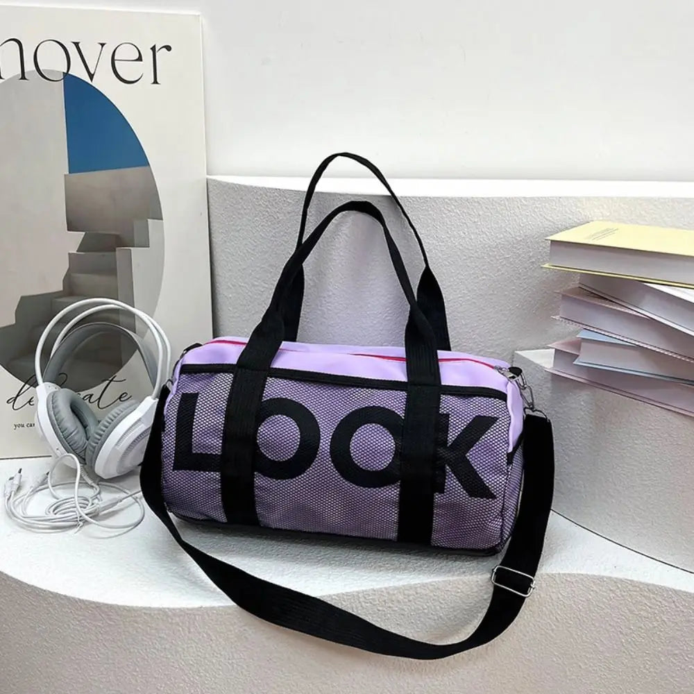 New Letter Printing Beach Shoulder Bag Large Capacity Solid color Travel Luggage Bag Nylon Handbag Fitness Yoga Bag