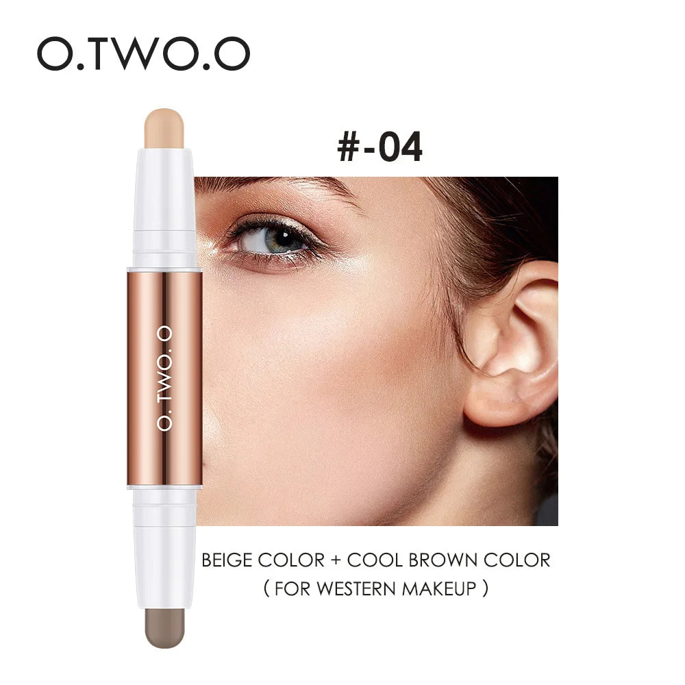 O.TWO.O Double Head Contour Concealer Stick Waterproof Matte Finish Brighten Highlighters Contouring Pen For Face Makeup