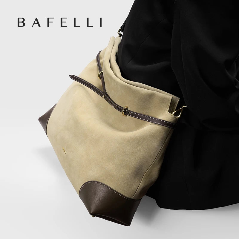 ﻿Genuine Suede Women's Bag Large Capacity Crossbody Underarm Tote for Commuting Multi-functional Hobo Bag