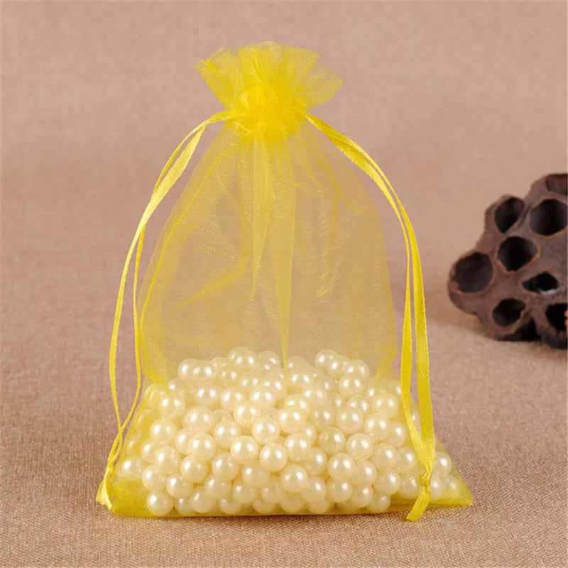 50pcs Organza Wedding Gift Jewelry Bag Packaging Net Organza Pochette Cadeau Organza Bags Bolsa Organza Gift Pouches 50%