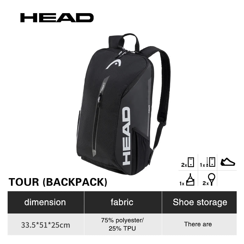 HEAD Tennis Backpack Tour Team Large Capacity Outdoor Sport Bag Multifunctional Tenis Padel Racket Bag With Shoe Compartment